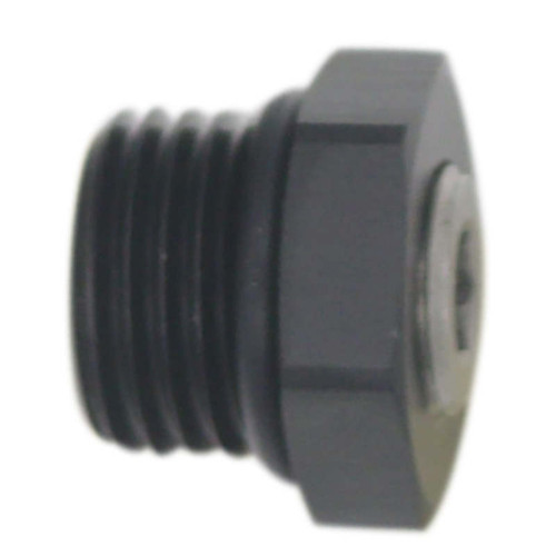 DeatschWerks 6AN ORB Male Plug Fitting with 1/8in NPT Gauge Port - Anodized Matte Black - 6-02-0730-B Photo - Primary
