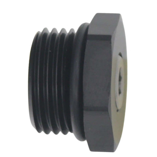 DeatschWerks 8AN ORB Male Plug Fitting with 1/8in NPT Gauge Port - Anodized Matte Black - 6-02-0731-B Photo - Primary