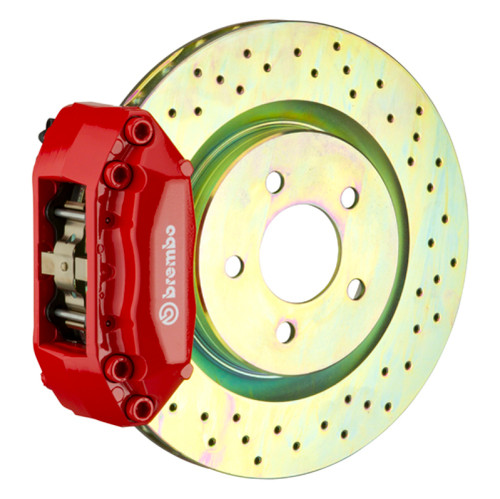Brembo 15-21 Golf (Mk7) Front GT BBK 4 Piston Cast 2pc 330x28 1pc Rotor Drilled-Red - 1A4.6016A2 Photo - Primary