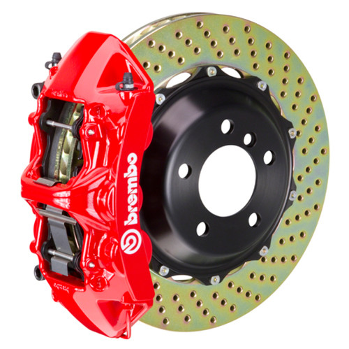 Brembo 06-08 997.1 (Excl. PCCB)/99-04 996 Front GT BBK 6 Piston Cast 380x32 2pc Rotor Drilled-Red - 1M1.9005A2 Photo - Primary