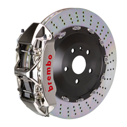 Brembo 11-16 528i/528i xDrive Front GTR BBK 6 Piston Billet 405x34 2pc Rotor Drilled- Nickel - 1N1.9528AR Photo - Primary