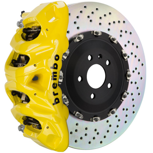 Brembo 09-16 Panamera/S/4S/Turbo Front GT BBK 8 Piston Cast 412x38 2pc Rotor Drilled- Yellow - 1Q1.9614A5 Photo - Primary