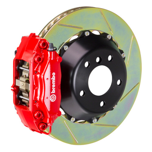 Brembo 91-94 964 Turbo/3.6 Turbo Rear GT BBK 4 Piston Cast 345x28 2pc Rotor Slotted Type-1-Red - 2P2.8049A2 Photo - Primary