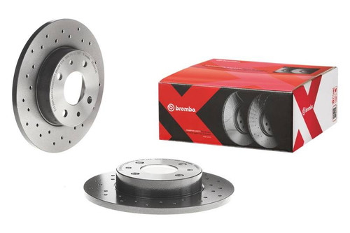 Brembo 08-09 Audi TT/09-15 TT Quattro Rear Premium Xtra Cross Drilled UV Coated Rotor - 08.9769.1X Photo - Primary