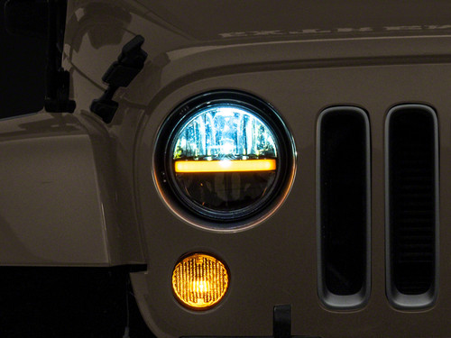 Raxiom 97-18 Jeep Wrangler TJ & JK Axial 7-In LED Headlights w/ DRL - Blk Housing (Clear Lens) - J143372 Photo - Primary