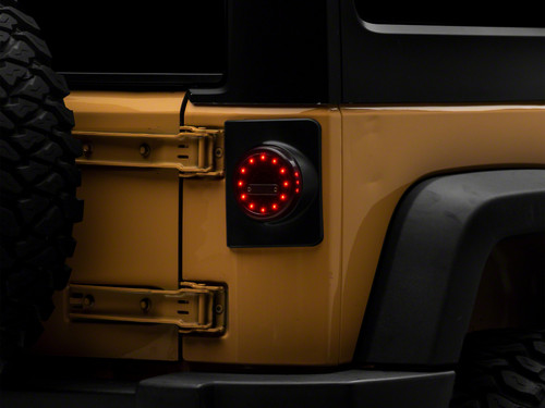 Raxiom 07-18 Jeep Wrangler JK Axial Series Halo LED Tail Lights- Blk Housing (Clear Lens) - J164240 Photo - Primary