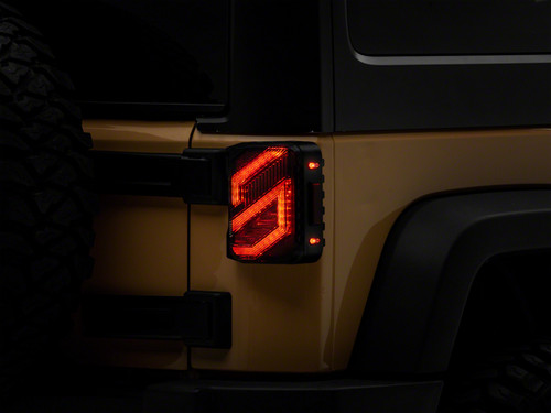 Raxiom 07-18 Jeep Wrangler JK Axial Series Trident LED Tail Lights- Blk Housing (Clear Lens) - J173719 Photo - Primary