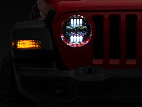 Raxiom 18-23 Jeep Wrangler JL Axial Series 9-In Angel Eye LED Headlights- Blk Housing (Clear Lens) - J177416 Photo - Primary