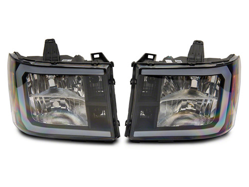 Raxiom 07-13 GMC Sierra 1500 Axial Series Headlights w/ LED Bar- Blk Housing (Clear Lens) - S531791 Photo - Primary