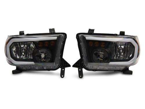 Raxiom 07-13 Toyota Tundra Axial Series Headlights w/ LED Bar- Blk Housing (Clear Lens) - TU16004 Photo - Primary