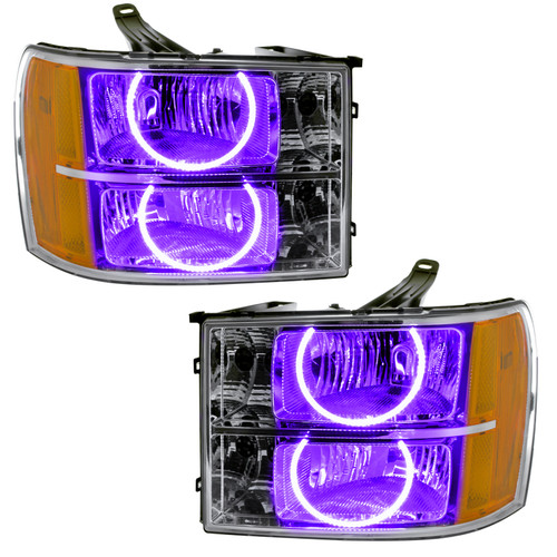 Oracle Lighting 07-13 GMC Sierra Pre-Assembled LED Halo Headlights - (Round Ring Design) -UV/Purple - 8165-007 Photo - Primary