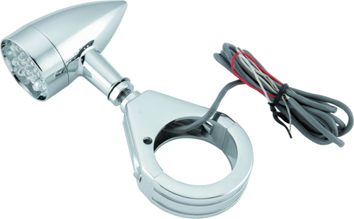 Bikers Choice Chrome Mini LED Turn Signals W/ 41 MM Clamp Universal Custom Pr - 482422 Photo - Primary