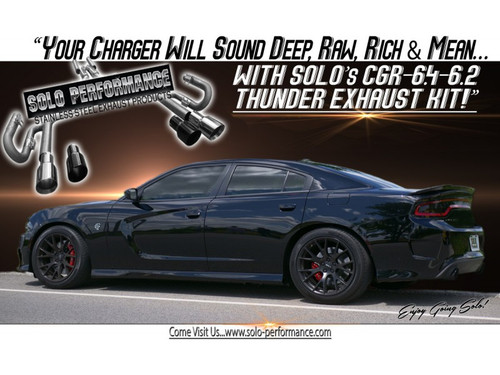 Solo Performance Mach-X3-SRT-XV Cat-Back Exhaust with Black Powercoated Tips- 2015+ Charger/M300 (V8 SRT-8) - 991195-BK
