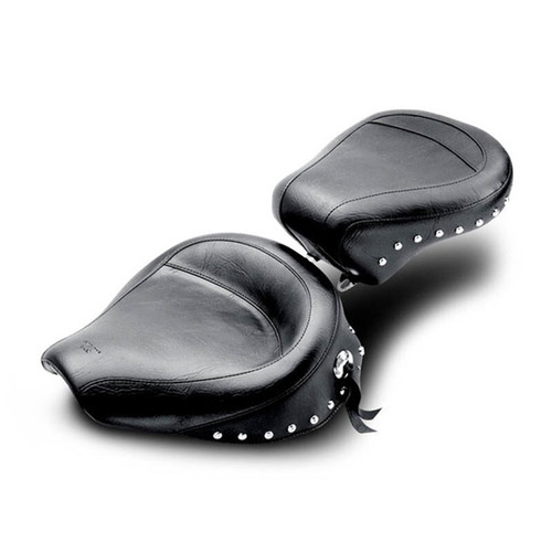 Mustang 58-84 Harley FX/FL Wide Touring Solo Seat w/Studs- Black - 75527 User 1
