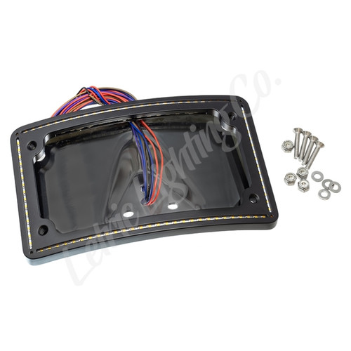 Letric Lighting 99-03 Sportster Perfect Plate Light Black Curved License Plate Frame - LLC-CPPL-B1 Photo - Primary