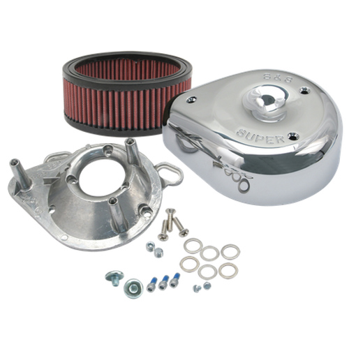 S&S Cycle 95-16 BT w/ S&S Single Bore TB Teardrop Air Cleaner Kit Chrome Cover - 17-0498 User 1