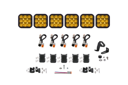 Diode Dynamics SS5 Sport Universal CrossLink 6-Pod Lightbar - Yellow Driving - DD7211 Photo - Primary