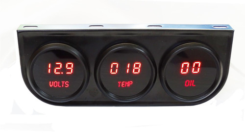 2-1/16 LED Digital Panel 3-Gauge  - Black Finish M9333R