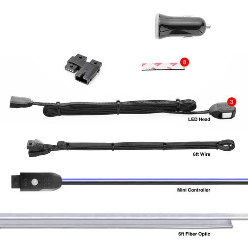 XK Glow Fiber Optic Roll 3pc LED Head XKchrome App Controlled Fiber Optic LED Accent Light Kit 6ft - XK-FO-STA User 1