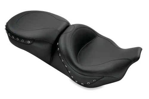 Mustang 08-21 Electra Glide,Rd Glide,Rd King,Str Glide Touring 1PC Seat w/ Blk Pearl Studs - Black - 76039 Photo - Primary