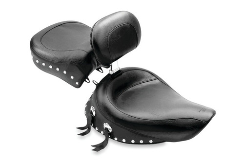 Mustang 91-05 Harley Dyna Wide Touring Recessed Pass Seat w/Studs - Black - 79119 Photo - Primary
