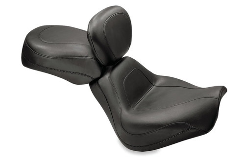 Mustang 00-07 Harley Softail Deuce Sport Touring Solo Seat w/Driver Backrest - Black - 79158 Photo - Primary