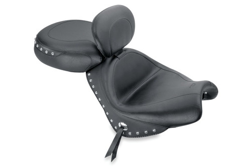 Mustang 04-09 Honda VTX1300C Wide Touring 2PC Seat w/Driver Backrest Studs- Black - 79560 Photo - Primary