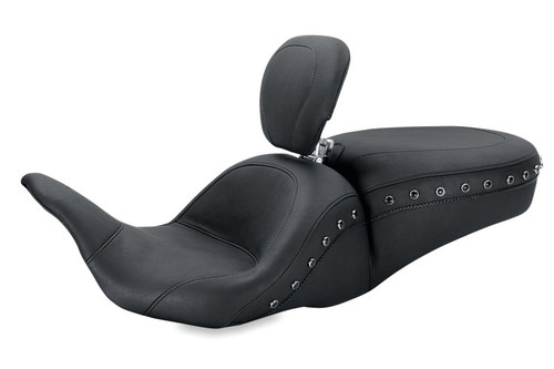 Mustang 08-21 Harley Electra Glide,Rd Glide,Rd King,Glide Lowdown 1PC Seat Dr Back Pearls - Black - 79705 Photo - Primary