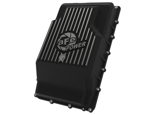 aFe 17-24 Ford F-150 10R60/10R80 Pro Series Rear Transmission Pan Black w/ Machined Fins - 46-71330B Photo - Primary