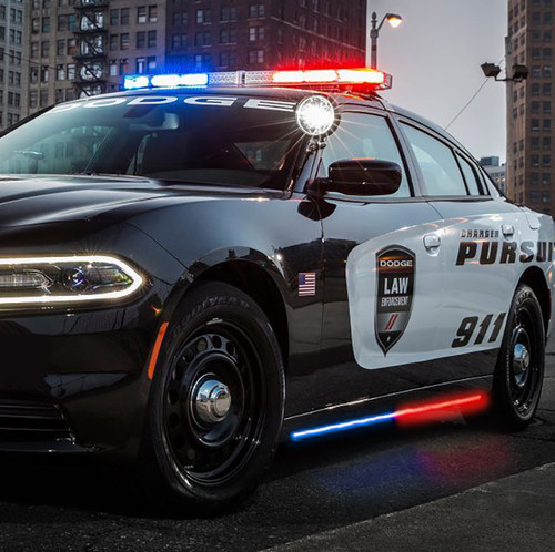 Putco 11-23 Dodge Charger Police Pursuit Blade Rocker Sideliners - Red & White w/ White Override - 901101460 Photo - Primary