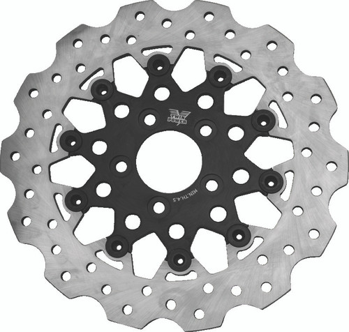 Twin Power 08-Up FLH FLT Rear 11.8 Scalloped Floating Rotor Black Mesh - 666846 Photo - Primary