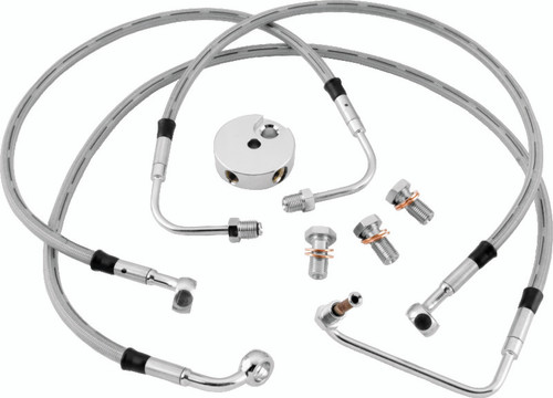 Twin Power 08-13 FLHR FLHT FLT Non ABS Models Stainless Steel Dot Brake Line Kit Front Stock Length - 035900 User 3