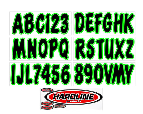 Hardline Boat Lettering Registration Kit 3 in. - 200 Black/Kiwi Green - BLKKI200 Photo - Primary