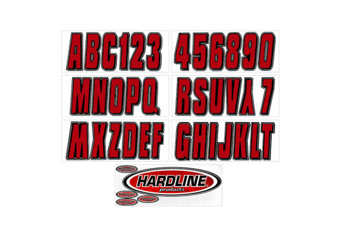 Hardline Boat Lettering Registration Kit 3 in. - 320 Ox Blood Red/Black - ROBLK320 Photo - Primary