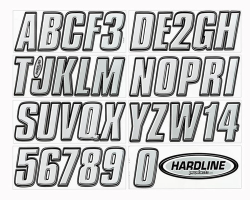 Hardline Boat Lettering Registration Kit 3 in. - 800 Silver/Black - SIBLK800 Photo - Primary