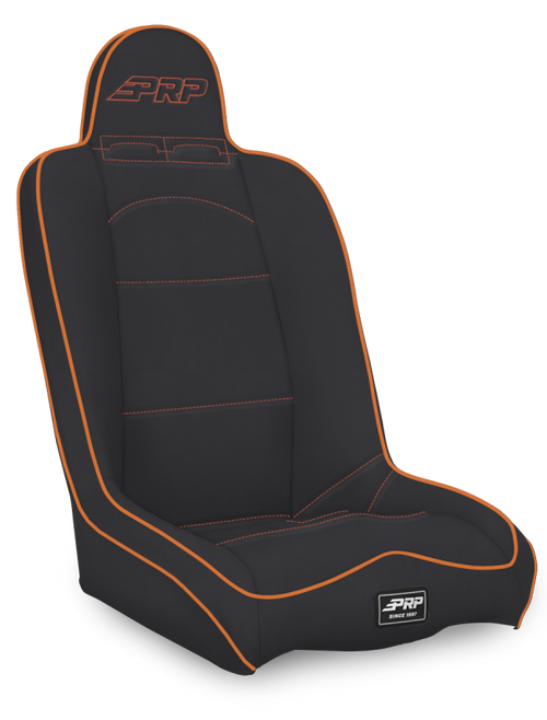PRP Daily Driver High Back Suspension Seat- Black/Orange Vinyl - A140110-201-207 Photo - Primary
