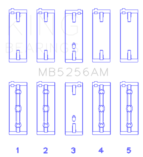 King Engine Bearings Hyundai Lantra 1600 (Size +0.25mm) Main Bearing Set - MB5256AM0.25 Photo - Primary