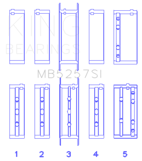 King Engine Bearings General Motors 379/V8 Ohv (Size +0.50mm) Main Bearing Set - MB5257SI0.5 Photo - Primary