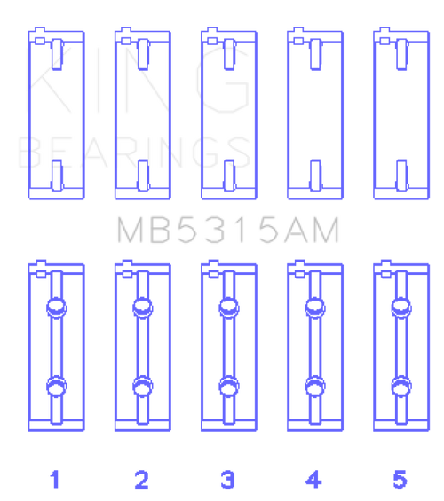 King Engine Bearings Mitsubishi 4G63/4G64 (Size +1.0mm) Main Bearing Set - MB5315AM1.0 Photo - Primary