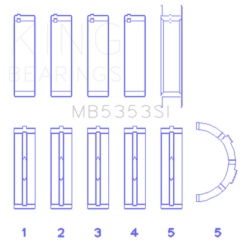 King Engine Bearings Ford 281 4.6L Sohc 16V (Size +0.25mm) Main Bearing Set - MB5353SI0.25 Photo - Primary
