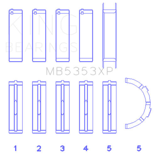 King Engine Bearings Ford 281 4.6L Sohc 16V (Size +0.25mm) Main Bearing Set - MB5353XP0.25 Photo - Primary