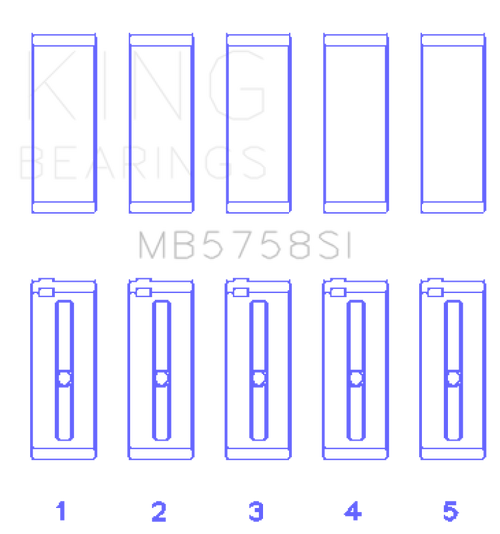 King Engine Bearings Peugeot Ep6 1.6L/BMW N14B16C (Size +0.50mm) Main Bearing Set - MB5758SI0.5 Photo - Primary