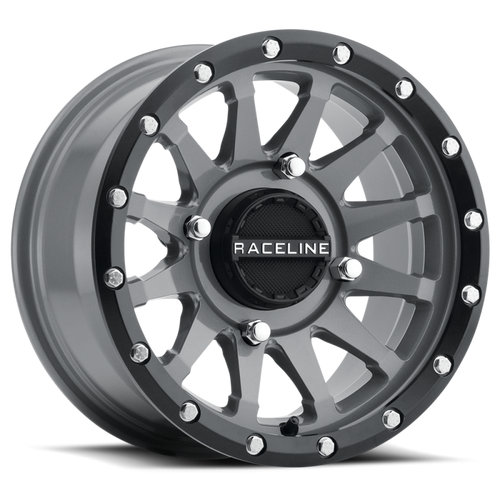 Raceline A95SG Trophy 14x7in / 4x110 BP / 10mm Offset / 83.8mm Bore - Grey &amp; Black Lip Wheel - A95SG-47011+10 Photo - Primary