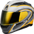 GMAX FF-98 Aftershock Helmet White/Metallic Silver XL - DOT Approved Motorcycle Helmet with Quick-Release Face Shield and LED Rear Light
