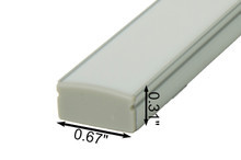 Cross section dimensions of GlowbackLED Aluminum Profile J. 0.67 Inches Wide and 0.31 Inches High