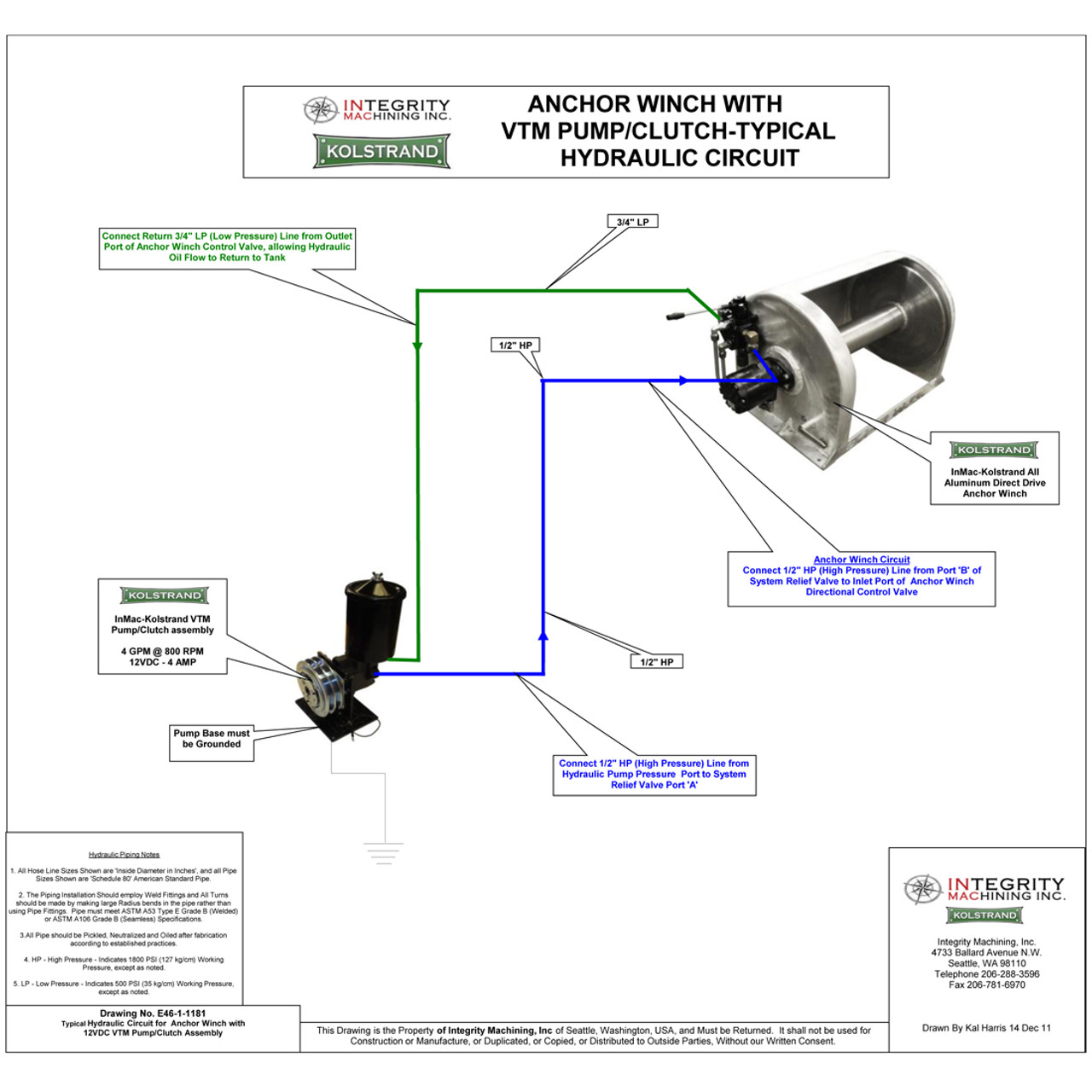 Kolstrand 18D20W Aluminum Anchor Winch