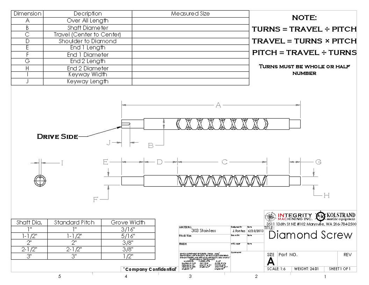Diamond Screw Level Wind Shaft - INFO NEEDED FROM CUSTOMER