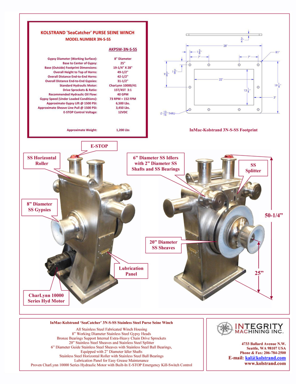 3N-S P-Class 'SeaCatcher' Purse Seine Winch- Stainless Steel