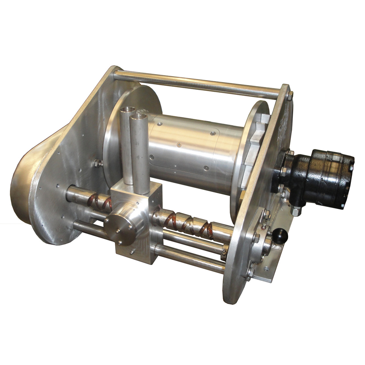 Kolstrand AKPW12D12W-ULW special aluminum winch with diamond screw level wind and larger drum core with slip-ring access-with manual drum ratchet and dog-no hydraulic brake assembly