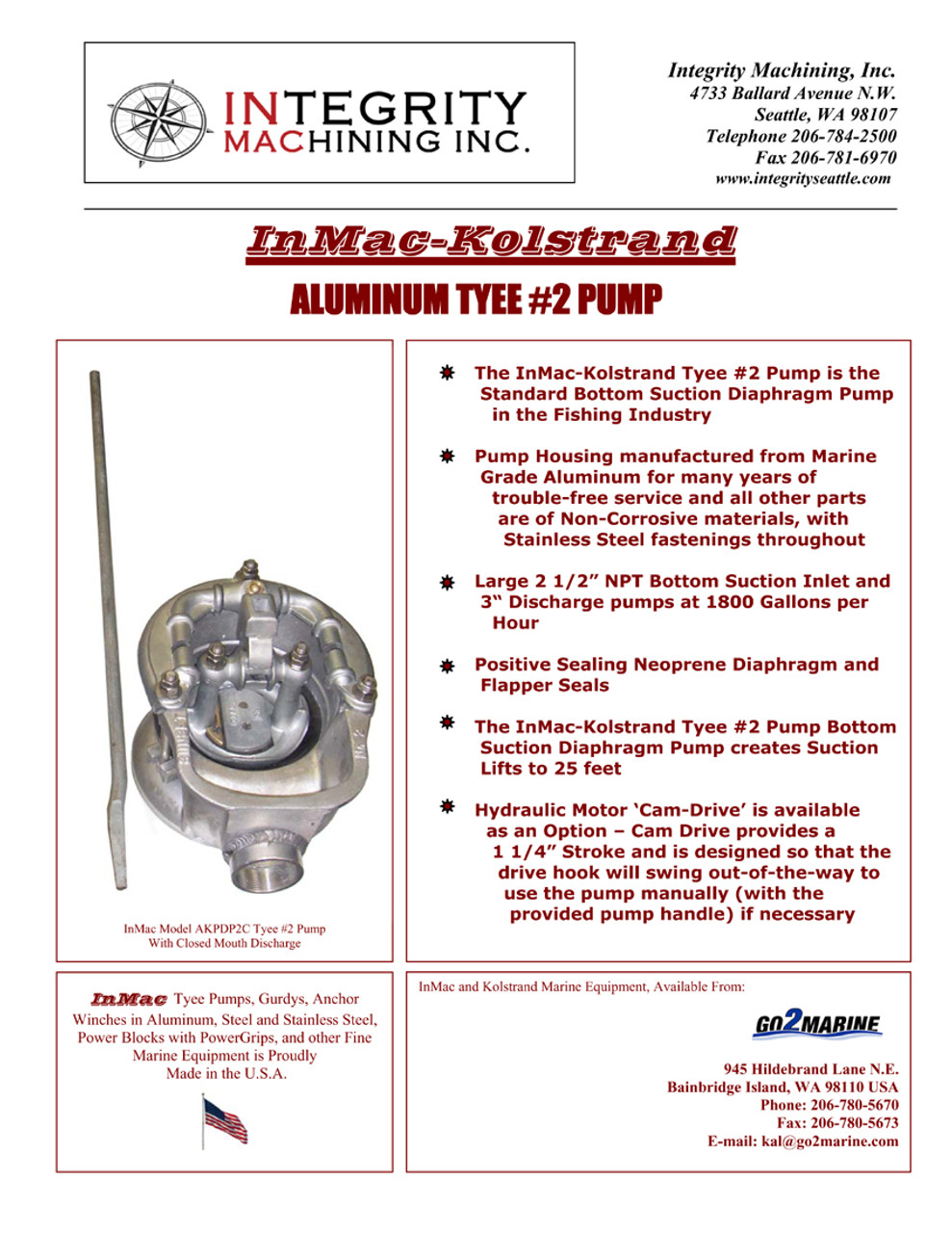 Kolstrand Tyee #2 Closed Mouth Deck Pump Complete with Hydraulic Motor Drive Arrangement